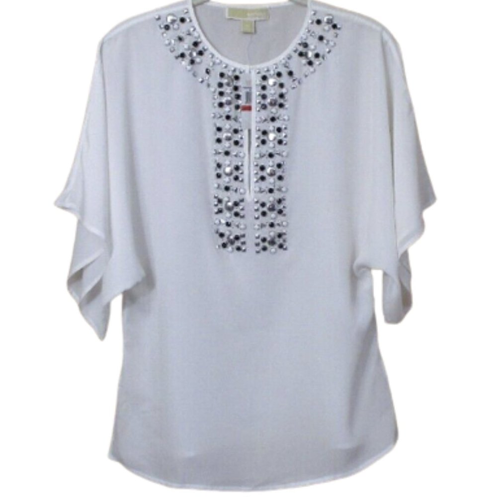 MICHAEL Michael Kors Women's Embellished Dolman Sleeve Tunic XS